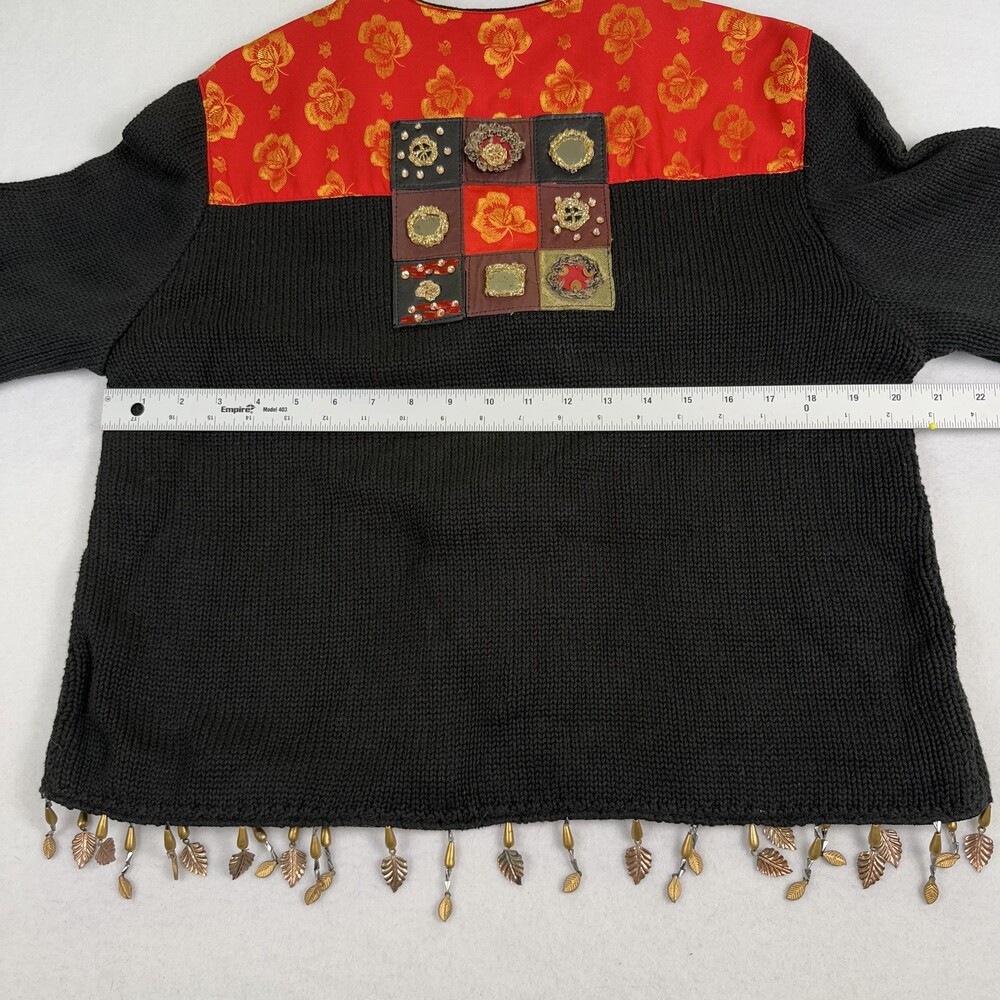 Vintage SANDY STARKMAN Jacket Leather Patchwork Embellished Artwear Black Size S - Picture 5 of 14